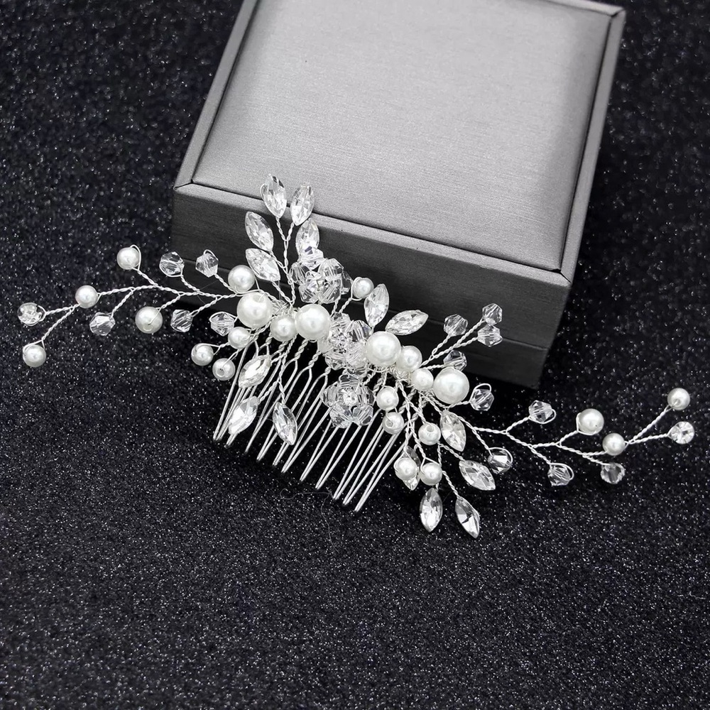 Elegant Silver Hair Comb with Pearls